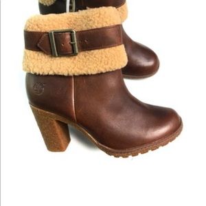 Timberland ortholite brown leather teddy boots